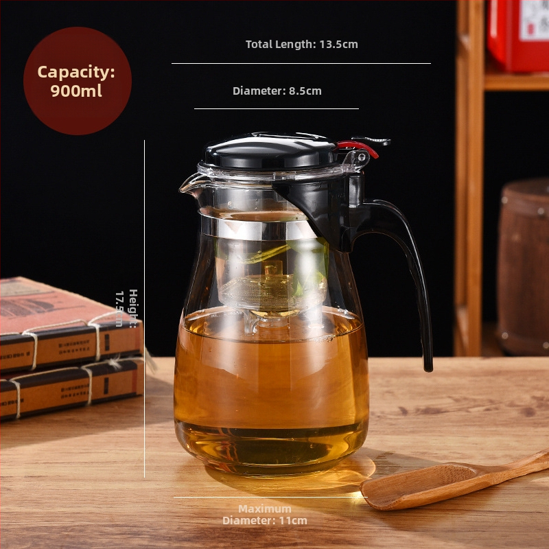 Infuzor de ceai elegant cu separare între ceai și apă, set de ceai din sticlă rezistent la temperaturi înalte, filtru pentru ceai, ceașcă de ceai cu capacitate mare