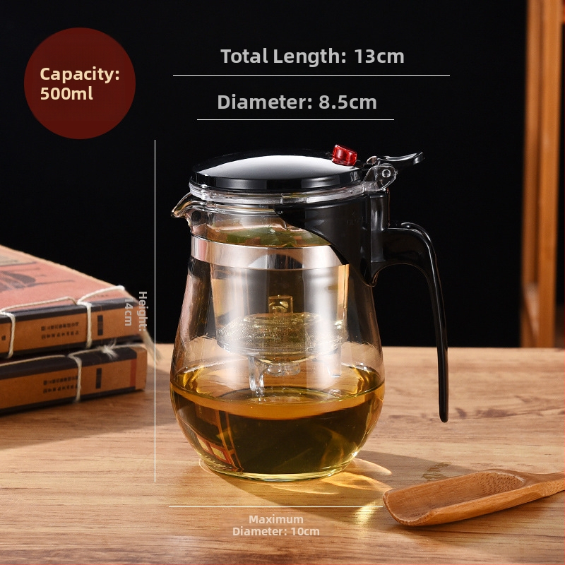 Infuzor de ceai elegant cu separare între ceai și apă, set de ceai din sticlă rezistent la temperaturi înalte, filtru pentru ceai, ceașcă de ceai cu capacitate mare