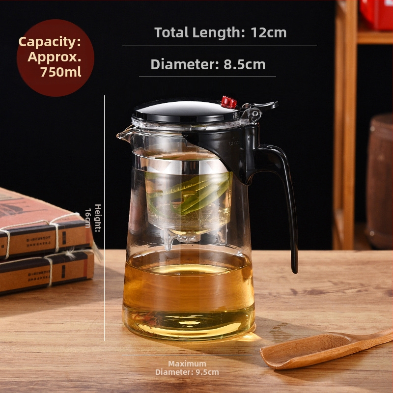 Infuzor de ceai elegant cu separare între ceai și apă, set de ceai din sticlă rezistent la temperaturi înalte, filtru pentru ceai, ceașcă de ceai cu capacitate mare