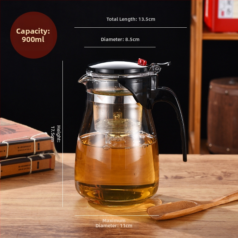 Infuzor de ceai elegant cu separare între ceai și apă, set de ceai din sticlă rezistent la temperaturi înalte, filtru pentru ceai, ceașcă de ceai cu capacitate mare