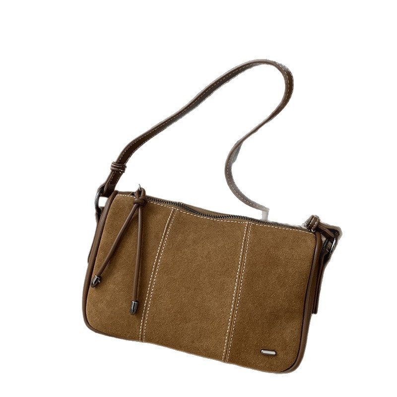 Ženska crossbody torbica s patchwork izvezenom od nubuk kože, mala kvadratna torba, jednostavan i moderan stil.