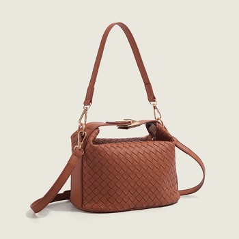 Ženska torba od PU kože s pletenim uzorkom, mala torba za rame i crossbody, lunch box stil, jesen-zima 2026
