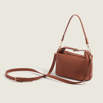 Ženska torba od PU kože s pletenim uzorkom, mala torba za rame i crossbody, lunch box stil, jesen-zima 2026