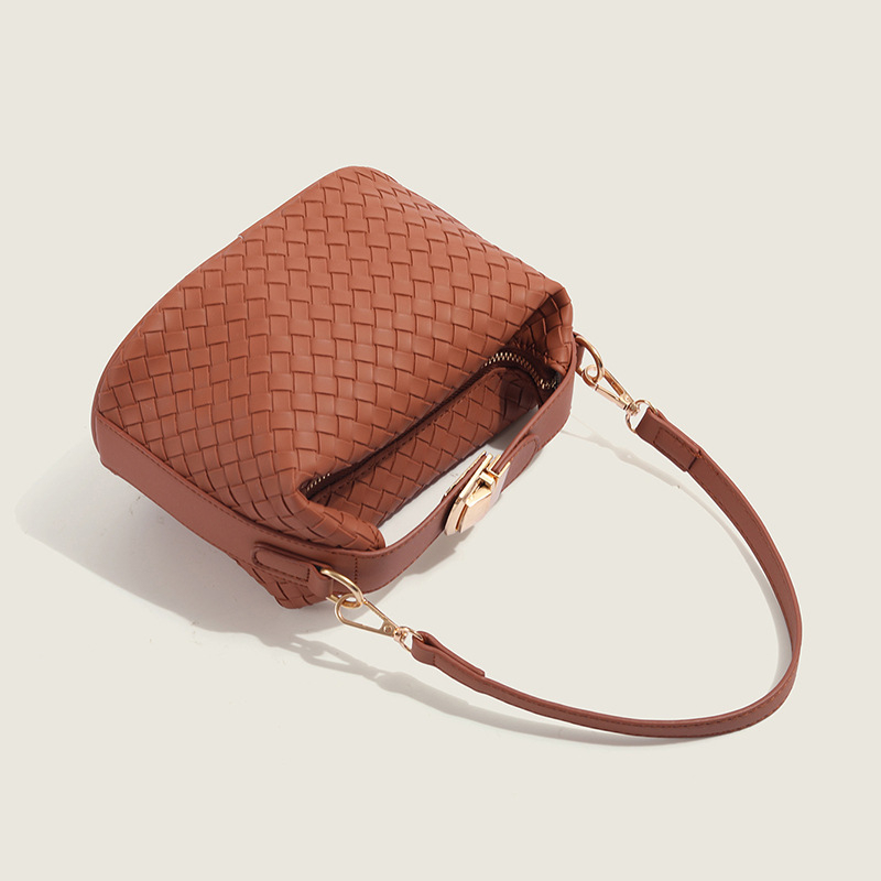 Ženska torba od PU kože s pletenim uzorkom, mala torba za rame i crossbody, lunch box stil, jesen-zima 2026
