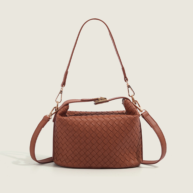Ženska torba od PU kože s pletenim uzorkom, mala torba za rame i crossbody, lunch box stil, jesen-zima 2026