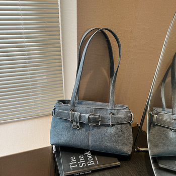 Ženska denim torba za svakodnevnu upotrebu, torba ispod pazuha, velika kapaciteta, bucket stil