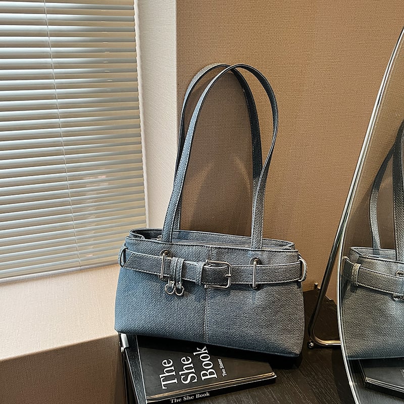 Ženska denim torba za svakodnevnu upotrebu, torba ispod pazuha, velika kapaciteta, bucket stil