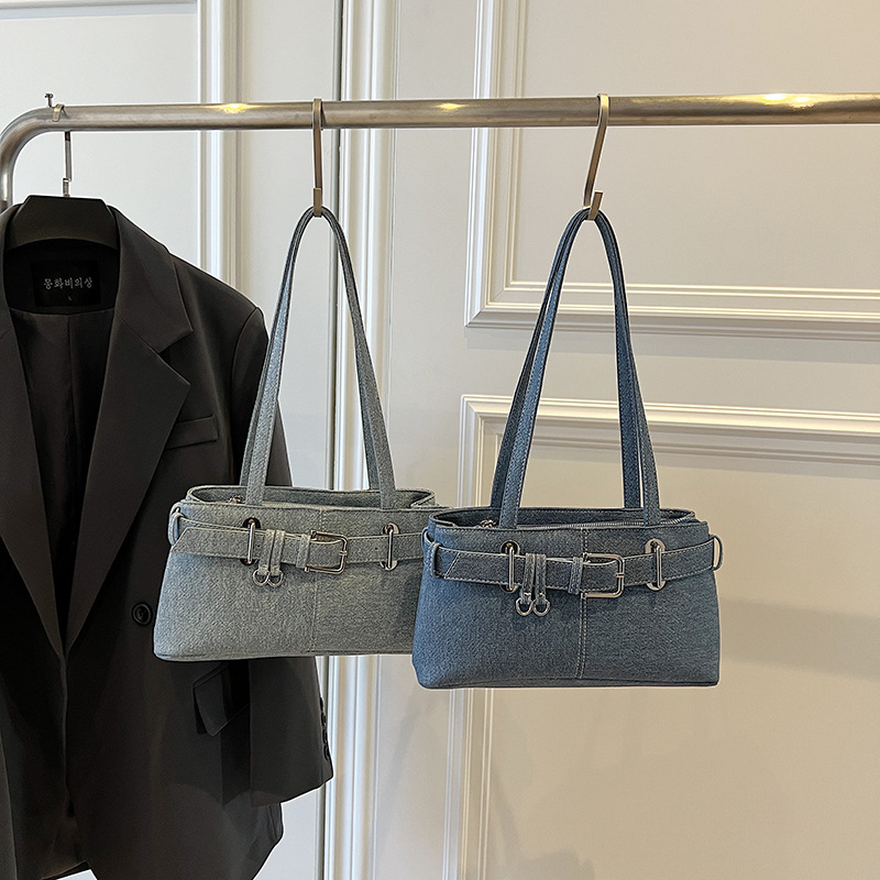 Ženska denim torba za svakodnevnu upotrebu, torba ispod pazuha, velika kapaciteta, bucket stil