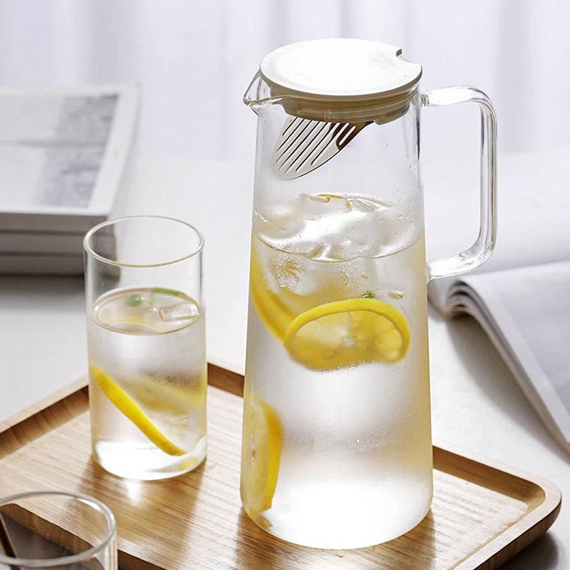 Ceainic din sticlă transparent, capacitate mare pentru apă rece, sticlă borosilicată, poate fi încălzit pe plită ceramică, ceainic de casă pentru sucuri