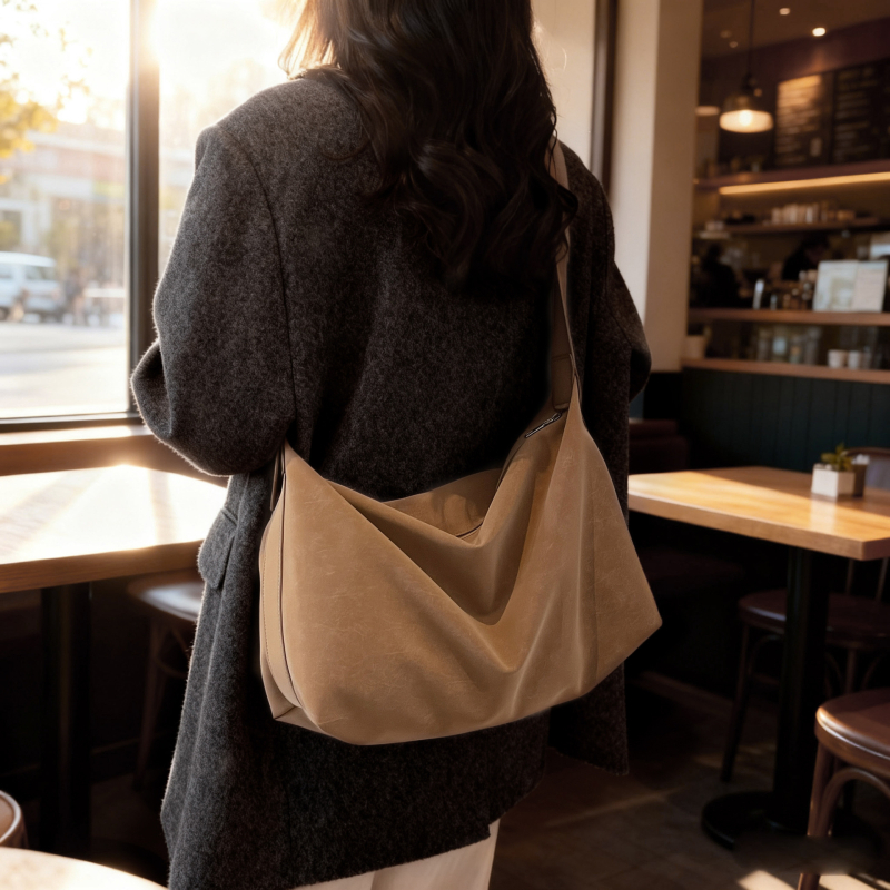 Ženska vintage suede torba, 2025 – svestrana torba za podlakticu, rame i crossbody, oblik jastuka