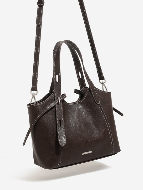 Ženska Tote torba od kože s teksturom, biljno obrađena koža, velika kapaciteta, model 2026, za svakodnevnu upotrebu, na rame ili crossbody