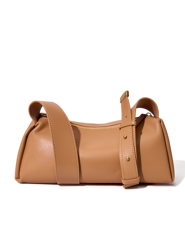 Nova stilna jastučasta torba od prave kože, crossbody torba s širokim remenom, baguette torba za rame, luksuzna mekana koža ženska torba