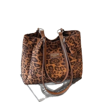 Ženska retro tote torba s leopard uzorkom, velika kapaciteta, dugi remen za svakodnevnu upotrebu, jesen 2025