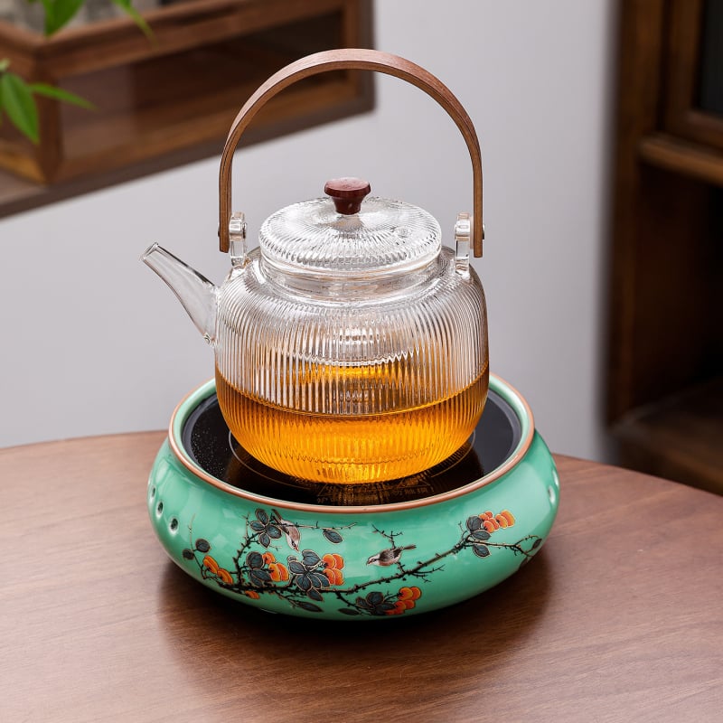 Ceainic din sticlă rezistent la căldură, filtru îngroșat, ceașcă de ceai și set de accesorii pentru ceai, pentru plita electrică ceramică