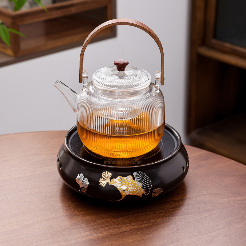 Ceainic din sticlă rezistent la căldură, filtru îngroșat, ceașcă de ceai și set de accesorii pentru ceai, pentru plita electrică ceramică