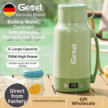 GEMET Fierbător electric izolat, portabil, 1–2 L, 700 W, cu pereți dubli, pentru casă și călătorii