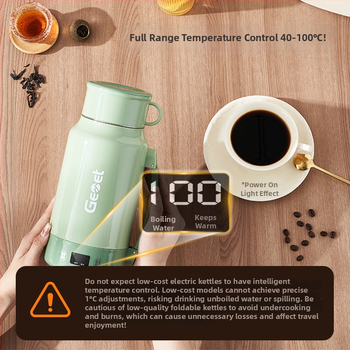GEMET Fierbător electric izolat, portabil, 1–2 L, 700 W, cu pereți dubli, pentru casă și călătorii