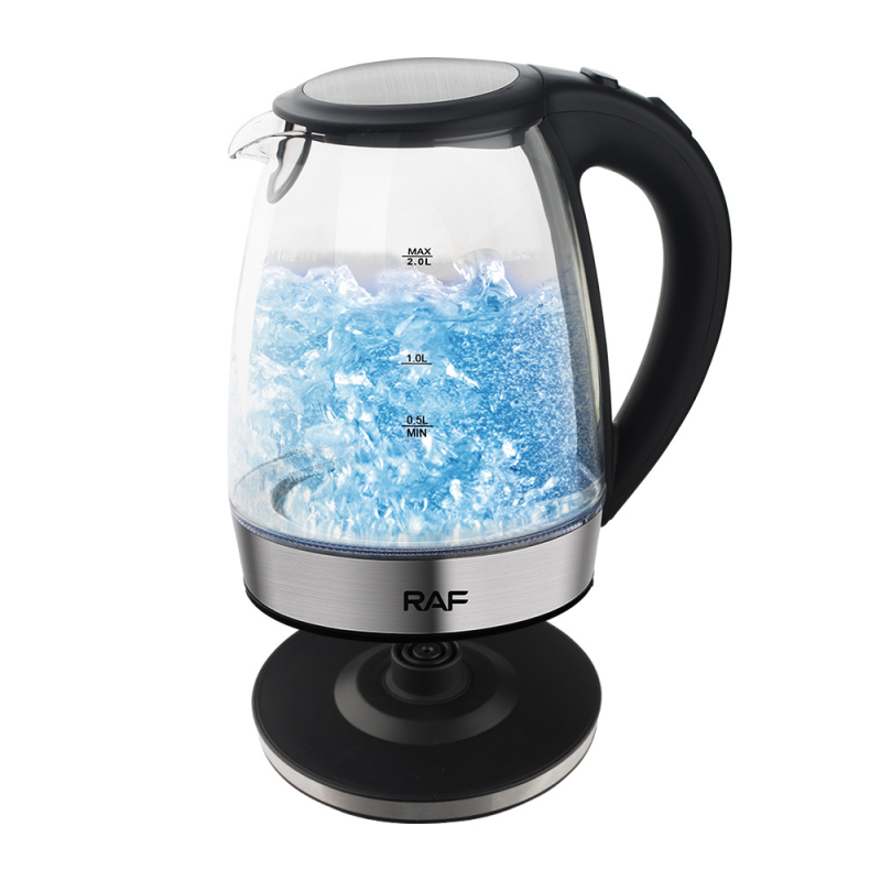 Ceainic electric din sticlă borosilicat de înaltă calitate, standard european, LED albastru, 2 L, oprire automată, protecție împotriva fierberii uscate