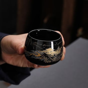 Set Kung Fu de ceai cu ceainic ceramic, gaiwan și cești — set complet pentru casă și birou, cu tavă metalică