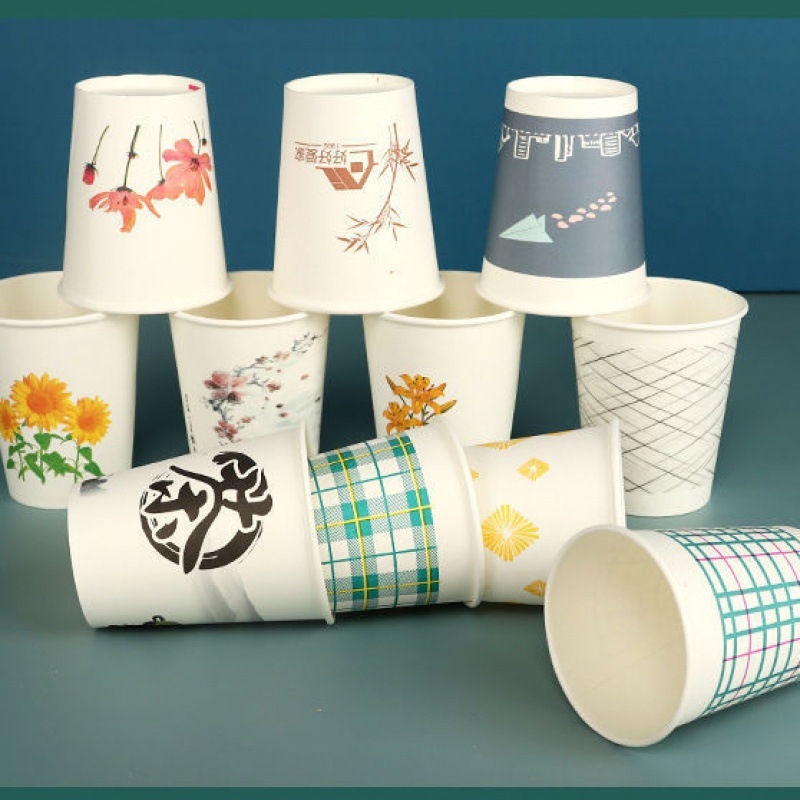 Cupe de hârtie de unică folosință, margine îngroșată, 201–300 ml, pentru acasă, birou și nunți; imprimare logo disponibilă.