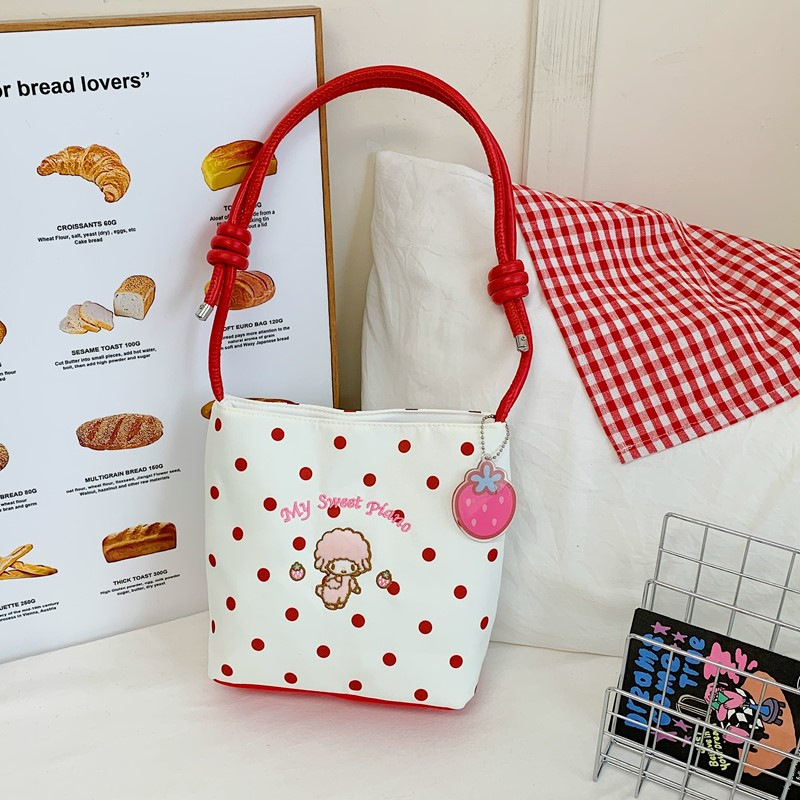 Torba ispod pazuha u korejskom stilu, šarenim točkicama, mala bucket bag za žene, casual crossbody