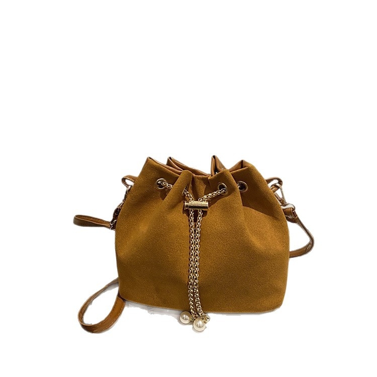 Bucket torba od nubuka s efektom zamagljenog oblaka, s vezicom na pričvršćivanje, velika kapaciteta, teksturirani lančani pojas, elegantna crossbody torbica za žene