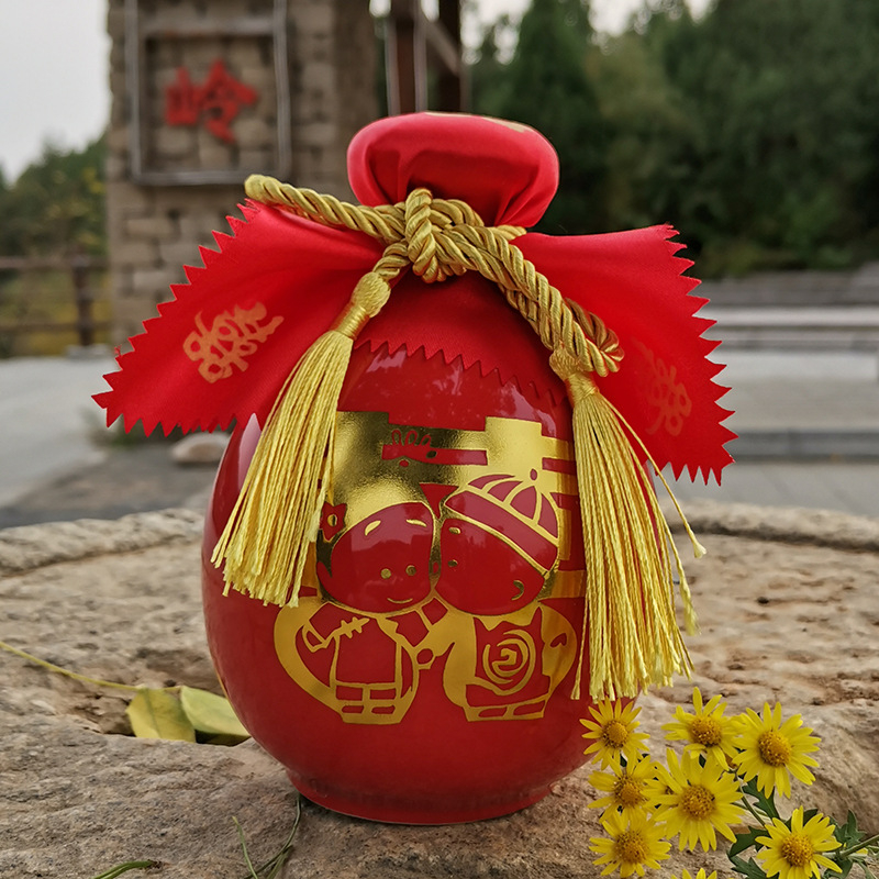 Sticlă de vin ceramic roșie, 500 ml, stil antic