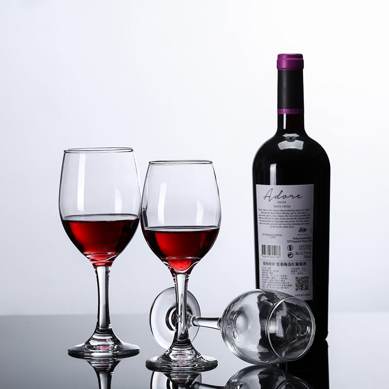 Set de pahare de vin roșu din sticlă, transparente, cu picior înalt și posibilitate imprimare a logo-ului
