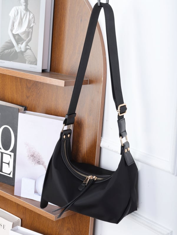 Casual ženska torba s nišnim dizajnom, Oxford platno i prava koža, mala crossbody torba za rameno