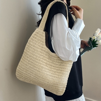 Ženska pletene torba za rame i tote, velika kapaciteta – ljeto 2026, plaža, casual stil