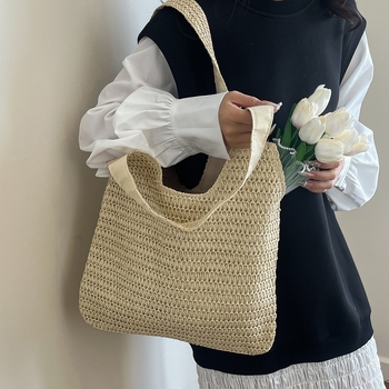 Ženska pletene torba za rame i tote, velika kapaciteta – ljeto 2026, plaža, casual stil