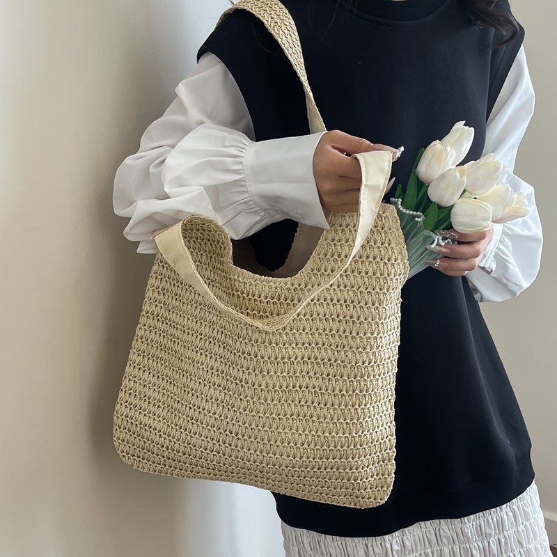 Ženska pletene torba za rame i tote, velika kapaciteta – ljeto 2026, plaža, casual stil