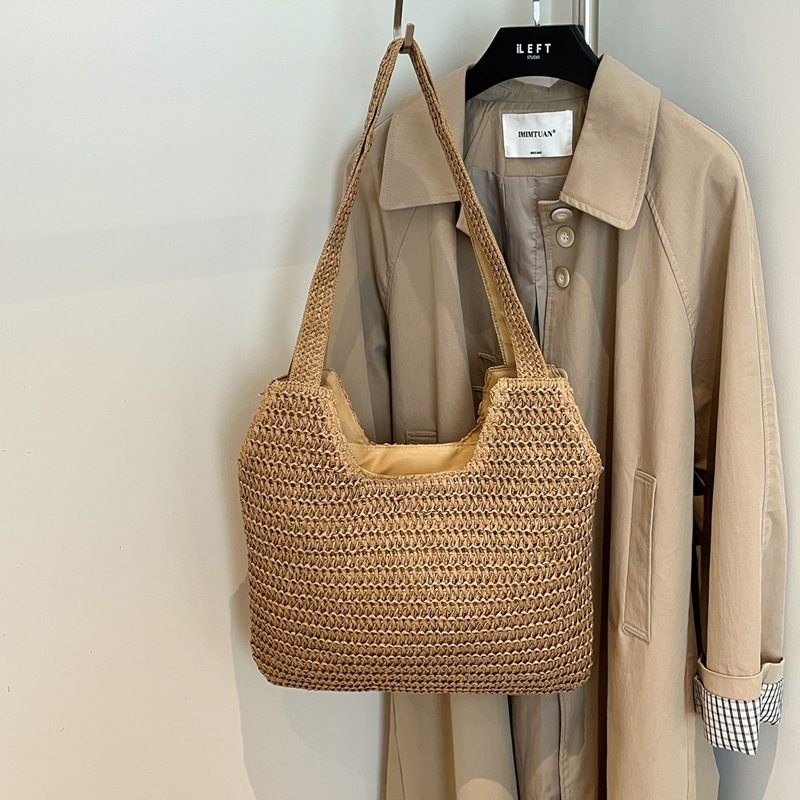 Ženska pletene torba za rame i tote, velika kapaciteta – ljeto 2026, plaža, casual stil