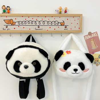 Mekana plišana crossbody torbica s cvjetnim uzorkom panda i slatkom plišanom panda lutkom
