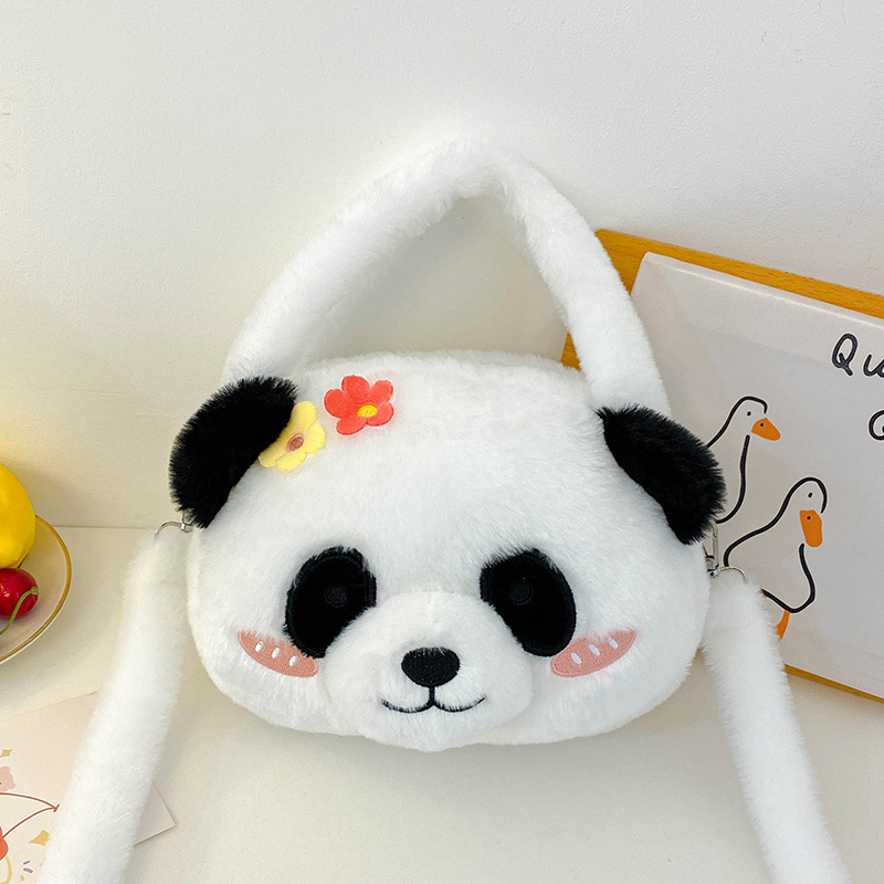 Mekana plišana crossbody torbica s cvjetnim uzorkom panda i slatkom plišanom panda lutkom