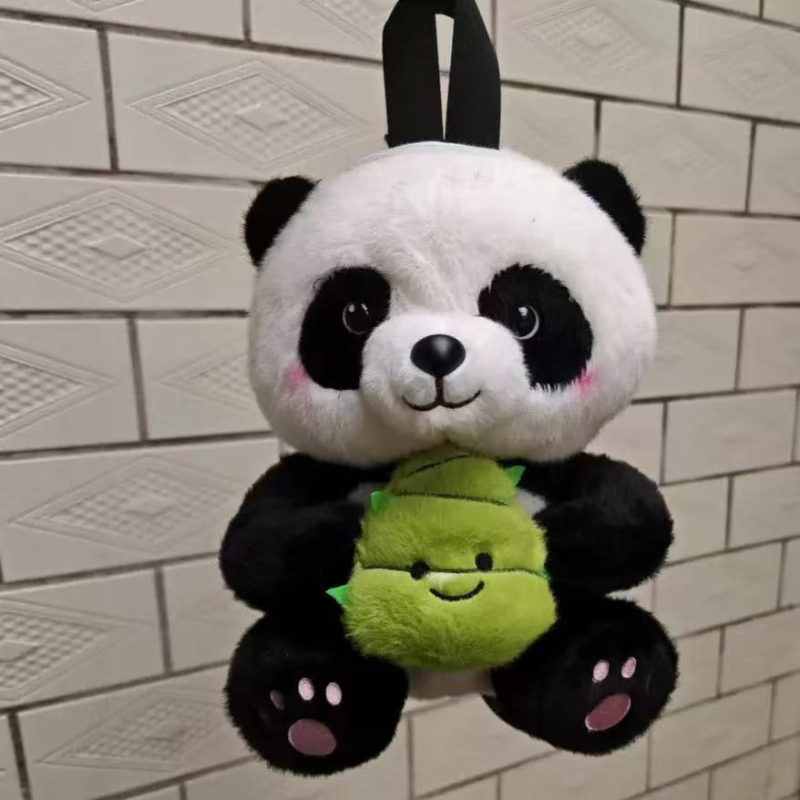 Mekana plišana crossbody torbica s cvjetnim uzorkom panda i slatkom plišanom panda lutkom