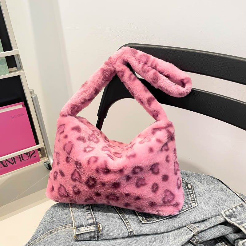 Ženska pliš torbica s retro leopard uzorkom za jesen-zimu, casual torba za ramena i crossbody, mala veličina, velika kapaciteta
