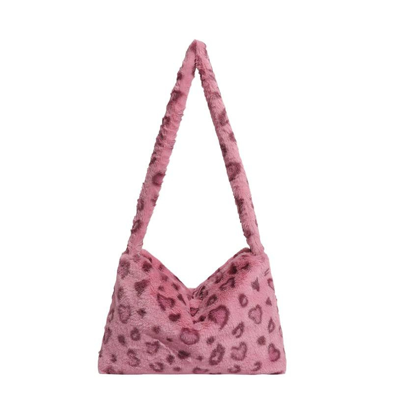 Ženska pliš torbica s retro leopard uzorkom za jesen-zimu, casual torba za ramena i crossbody, mala veličina, velika kapaciteta