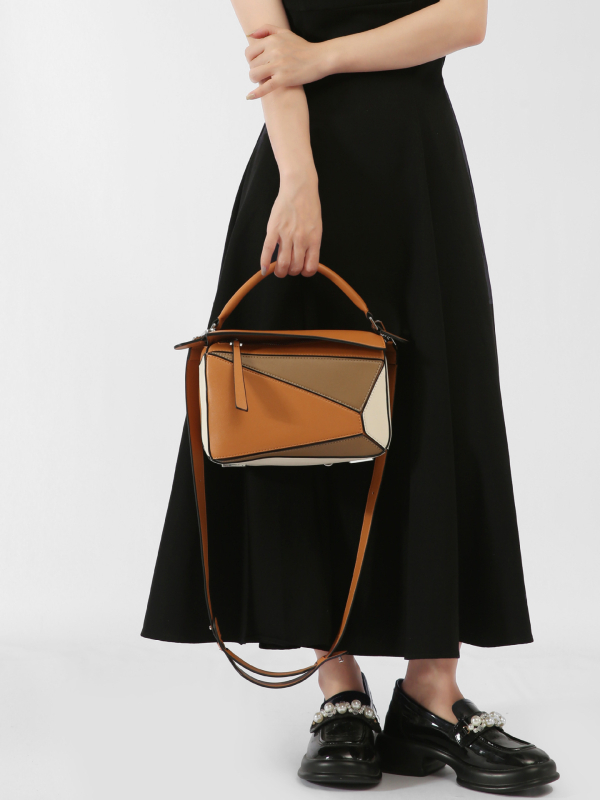 Ženska geometrijska patchwork torbica za ramena, crossbody i nošenje u ruke, velika torba, nadahnjena Xi Mengyao