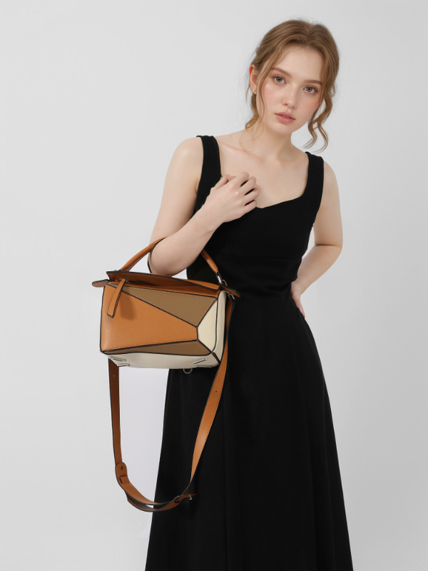 Ženska geometrijska patchwork torbica za ramena, crossbody i nošenje u ruke, velika torba, nadahnjena Xi Mengyao