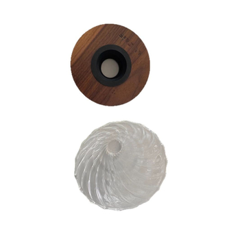 Filtru de cafea V60 din sticlă, cu model spiral, 4 porții, suport din nuc negru, filtru din silicon stabilizat