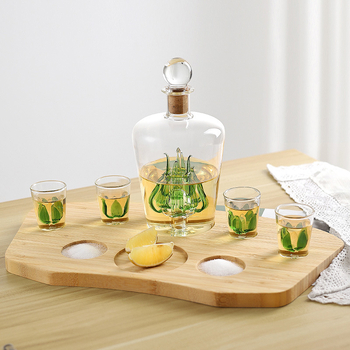 Set de sticle de whisky din sticlă, în formă de agavă, din borosilikat de înaltă calitate