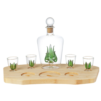 Set de sticle de whisky din sticlă, în formă de agavă, din borosilikat de înaltă calitate