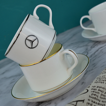 Set de cafea cu ceașcă și farfurioară, în stil nordic, cu aurire în stil austriac, margine argintie, pentru ceaiul de după-amiază