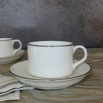 Set de cafea cu ceașcă și farfurioară, în stil nordic, cu aurire în stil austriac, margine argintie, pentru ceaiul de după-amiază