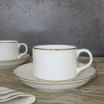 Set de cafea cu ceașcă și farfurioară, în stil nordic, cu aurire în stil austriac, margine argintie, pentru ceaiul de după-amiază