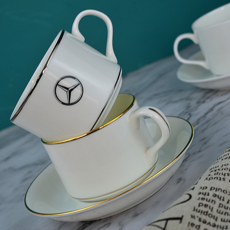 Set de cafea cu ceașcă și farfurioară, în stil nordic, cu aurire în stil austriac, margine argintie, pentru ceaiul de după-amiază