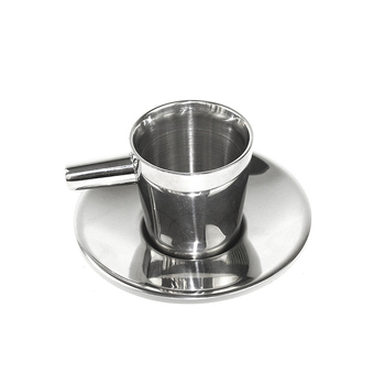 Set de cești din oțel inoxidabil pentru cafea cu farfurie, ceai în stil european, cu flori, ceașcă izolată cu pereți dubli pentru ceai cu lapte