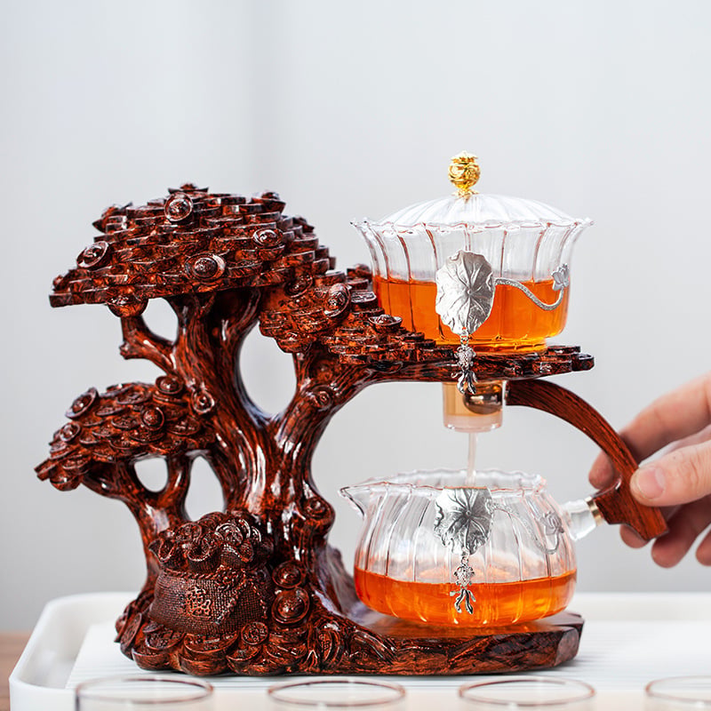 Set de ceai din sticlă Money Tree, semi-automat, infuzor magnetic, design creativ pentru casă și birou, 300 ml