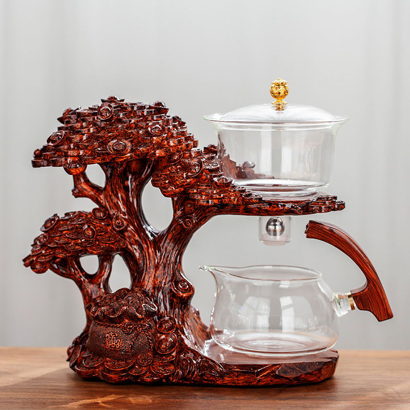 Set de ceai din sticlă Money Tree, semi-automat, infuzor magnetic, design creativ pentru casă și birou, 300 ml